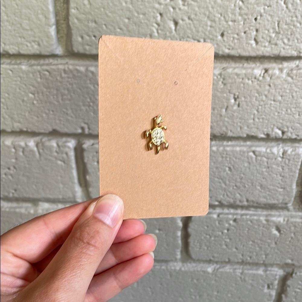 Charming Gold Tone Turtle Pin with Sparkly Rhinestone Accents - Picture 10 of 10